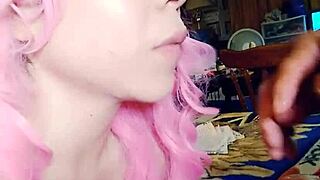 Amateur with big tits swallows monster cock in intense blowjob session