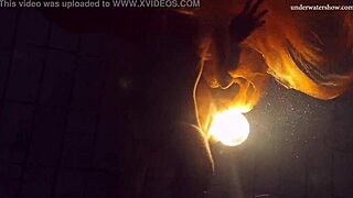 nastya strips bikini and shows tight nude body in pool shower.