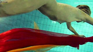 nastya strips bikini and shows tight nude body in pool shower.