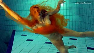 nastya strips bikini and shows tight nude body in pool shower.