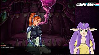 Starcraft slut swallows cum after blowjob and orgasm in anime game