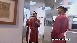 Foursome POV game with lingerie bunnies outdoors