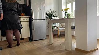 why’s my mother-in-law’s hairy pussy so wet in the kitchen?