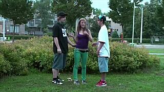 Alexis Crystal Is Fucked On The Street By 2 Teen 18+ Guys In Public Gang Bang Orgy