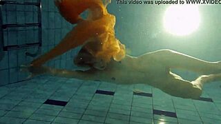 nastya strips bikini and shows tight nude body in pool shower.