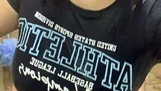 Young girl bangs best friend in bathroom