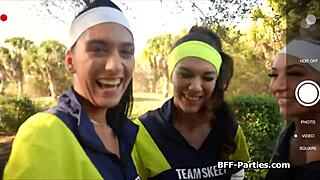 Jogger besties can't resist sharing a stranger's massive cock