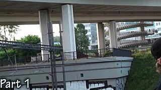 Young blonde teen bangs in public street orgy! So hot!