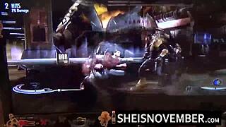 Msnovember gets anal beads in asshole, cumshot facial, big tits ebony blowjob