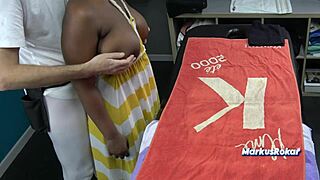 husband sent his wife to masseur black oiled tits black milf with natural huge boobs gets sensual massage