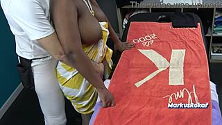 husband sent his wife to masseur black oiled tits black milf with natural huge boobs gets sensual massage