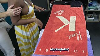 husband sent his wife to masseur black oiled tits black milf with natural huge boobs gets sensual massage