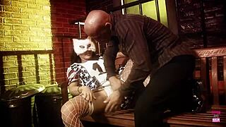 Naughty Brunette in Kitty Mask Gets Facial