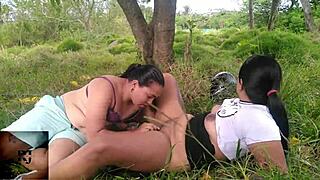 Latina Colombian Milf Eats Hairy Pussy Outdoors