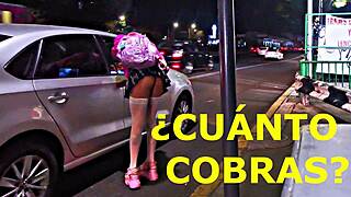 Trans woman flashes in public miniskirt outdoors