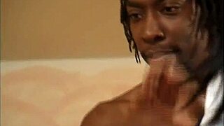 Ebony cheerleaders share big cock in wild threesome scene