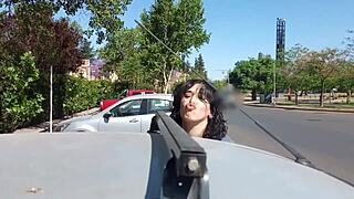 wife masturbates stranger in car while husband films. public outdoor adventure with old prostitute