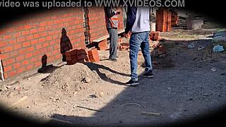 Security camera catches engineer Nataly at construction site