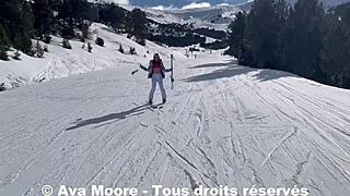 Ava Moore caught by skiers while playing with my ass outdoors!