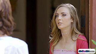 Lesbian recruiters lick straight girl!