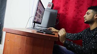 Hot interview with slim brunette newbie. Her boss gives an unexpected ass massage!