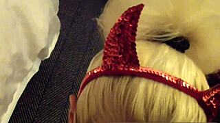 halloween dress-up turns into a thrilling pov blowjob with blonde big tits and russian monster ass