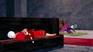 Morrigan, you hate it at first but then say 'fuck me full' in this Halloween special on sheer fantasy.