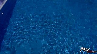 short minx plowed by thick rod in backyard outdoor action