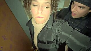 Stepmom surprises stepson with taboo public bathroom fuck