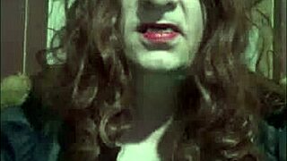 Crossdresser enjoys machine masturbation shyly