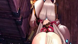 Anime girl uses mouth for cock pleasure in game