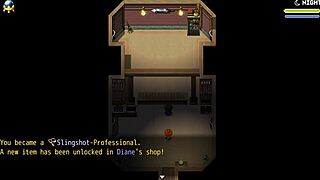 In Lost Lagoon harem hentai ep 5, sexy farmer exposes pussy outside with big tits.