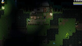 In Lost Lagoon harem hentai ep 5, sexy farmer exposes pussy outside with big tits.