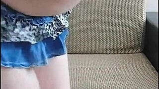 Sissy crossdresser's big ass and wet pussy in action