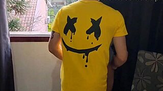 Milf housewife cheats with husband's friend at party while he cuts grass