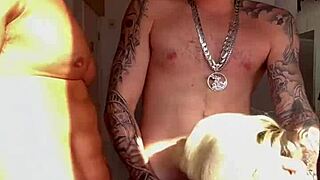 Uniformed Novice Gets Handjob from Muscular Friend