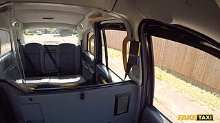 fake taxi british blonde candy banks flexes for deepthroat and masturbation with big cock