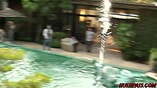 An Asian amateur gets a public cowgirl ride and a messy facial
