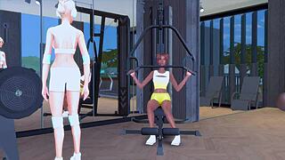 Lustful lesbian sluts get anal creampies and squirt in gym outfit during group sex