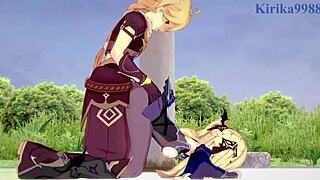 amber and fischl in genshin impact hentai