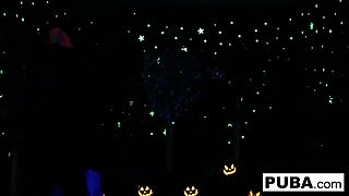 i watched two hot blondes share fucking on halloween with big tits and ass