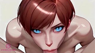 射我嘴里！短发红发AI妹近距离POV口交