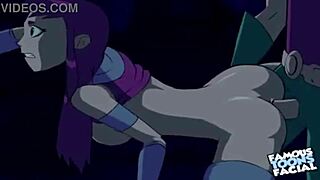 starfire and robin go doggystyle in hentai clip