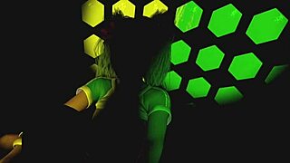 Brazilian college girl rides hard in club with tan lines.