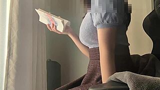 While I was engrossed in my favorite books, I was also fondling her tender and peeling pussy and it only made me feel more and more aroused