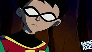 starfire and robin go doggystyle in hentai clip