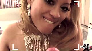 Watch Maxine X suck cock sloppy before threesome?