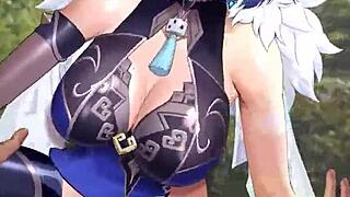 yo, check out yelan from genshin impact in wild hentai action!