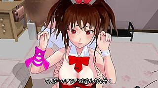 Watching her in a bunny girl costume, begging for more from behind