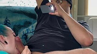 18yo White Hooker Sucks Huge Hispanic Cock in Trailer Park